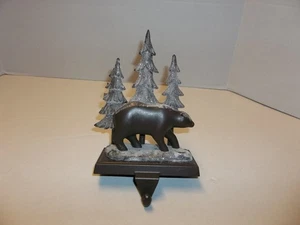 The Christmas Shoppe Stocking Holder Hanger Glitter Bear Metal Tree Rustic #2 - Picture 1 of 4