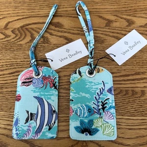 Vera Bradley Luggage ID Tags Antilles Treasure Fish Sea Set Of Two EXACT New - Picture 1 of 2