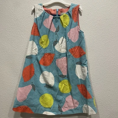 Mini Boden Fruit Pinafore Corduroy Dress Jumper Shift Pear Toddler Girls 3-4Y - Image 1 of 4