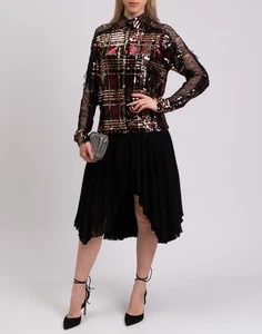 RRP€1331 MARCO BOLOGNA Asymmetric Dress IT40 US4 UK8 S Sequins Made in Italy - Picture 1 of 9
