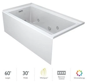 Jacuzzi LNS6030WRL2CH Linea 60" x 30" Acrylic Whirlpool Bathtub - White - Picture 1 of 9