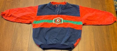 Vintage 90s Oshkosh Color Block Pullover Shirt Sweatshirt Soccer Boys 6 Made USA - Image 1 of 4