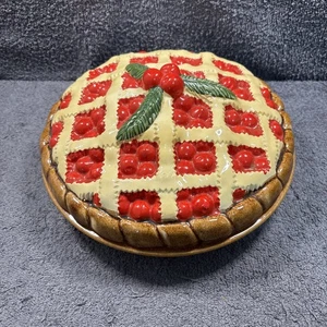 Vintage große Kirschkuchen Stil Deckel Keramik Torten Servierplatte - 28 cm - Bild 1 von 14