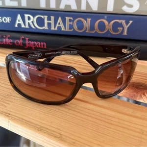 Coach Samantha retro wrap around brown lens Tortoise Shell Sunglasses - Picture 1 of 10