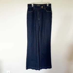 King Louie vintage inspired dark wash super high rise wide leg bootcut jeans - Picture 1 of 9