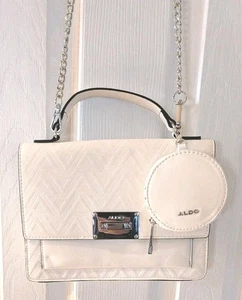 Bolso Bandolera Aldo Blanco Con Monedero. Correa y herrajes de cadena de plata - Imagen 1 de 15