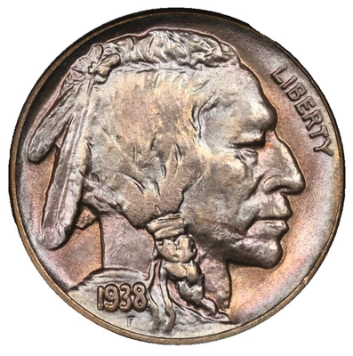 1938-D Buffalo Nickel NGC MS-66 Toned End Roll Album Toning Red Orange Purple - Image 1 of 4