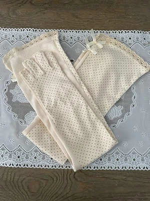Women's Elbow Long Fingerless Gloves with Polka Dots and Bows Bridgerton Formal - Image 1 of 4