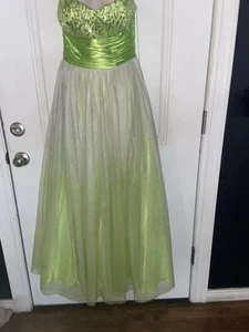 Jump! Apparel Vintage LIME Green Sparkle Satin Prom Formal Dress sz 7/8 NWOT - Picture 1 of 12