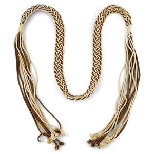 Vintage 70er Hippie Boho Makramee geflochten Häkel Fransen Bindegürtel 45" - Bild 1 von 6