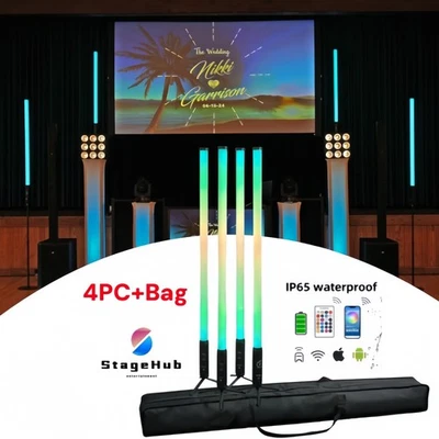 4pc+Bag 360 Tubes Wireless Battery Pixel Led Tube Light for Dj DMX Stage Lights - Image 1 of 4