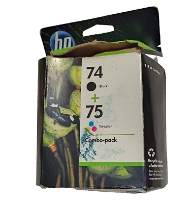 Paquete combinado tricolor HP Ink 74 negro 75 genuino CADUCADO julio 2012 nuevo caja abierta Foto 1 de 4