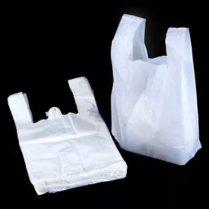 100 x Extra Strong LARGE JUMBO WHITE Plastic Vest Carrier Bags 13"x 19"x 23"   - Picture 1 of 4