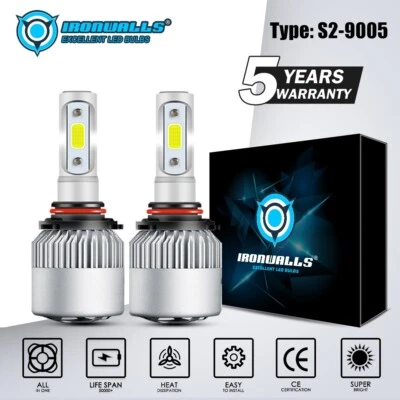 IRONWALLS 9005 COB LED Headlight Bulbs for Kia Sportage 2017-2022 High Low Beam - Image 1 of 4