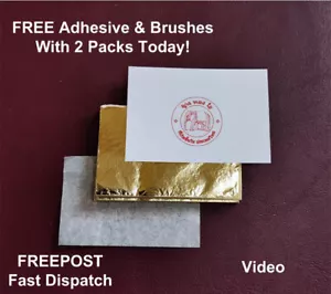 Gold Leaf Sheets 100 24K Gold Colour Art Crafts Design DIY Gilder's Tip - Picture 1 of 8