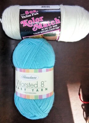 HERRSCHNERS WORSTED 8 YARN BABY RAINDROPS 1005 & KOLOR MATCH OFF WHITE 1002 - Image 1 of 4