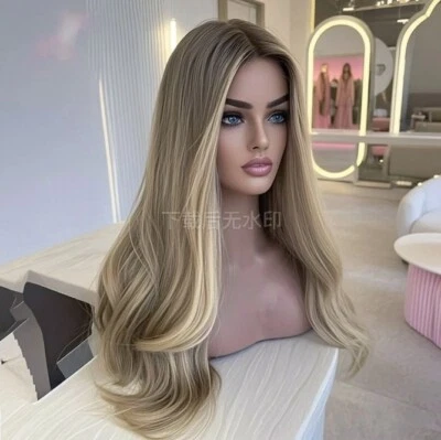 Peluca de cabello humano rubio ceniza marrón claro 13x4 peluca frontal de encaje  Foto 1 de 4