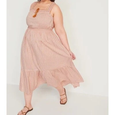 Vestido Old Navy Cintura Definida 4X Bordado Maxi Boho Bolsos Laterais Cintura Império - Imagem 1 de 4