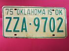LICENSE PLATE Car Tag 1975 OKLAHOMA ZZA 9702 Tulsa County [Y110