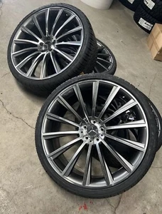 22” MERCEDES BENZ S STYLE GUNMETAL RIMS WHEELS TIRES FITS S CLASS S430 S550 - Picture 1 of 7