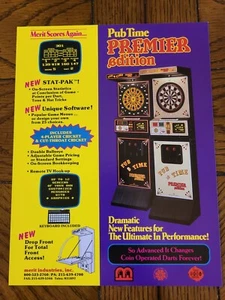 Vintage ORIGINAL Pub Time Premier Dart Board 1989 Arcade Game Brochure AD FLYER - Picture 1 of 6