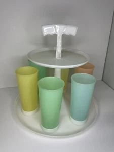 Vintage Tupperware Carousel Caddy With Pastel Tumblers - Picture 1 of 13