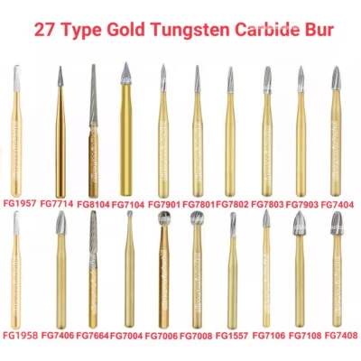 Brocas de carboneto de tungstênio dental ouro alta velocidade acabamento acabamento aderência por fricção - Imagem 1 de 4