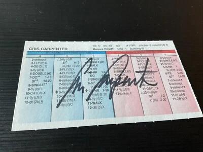 Tarjeta firmada STRAT-O-MATIC Chris Carpenter 1993 Texas Foto 1 de 2