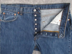 Pantalones de mezclilla Levis 501 para hombre 40x32 azul con botones pierna recta retro occidental - Imagen 1 de 17