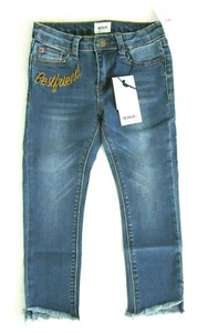 Hudson Kids Little Girls Blue Slub 5-Pocket Embroidered Cropped Skinny Jeans - Picture 1 of 7