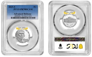 2025 S Jefferson Nickel 5C PCGS PR70DCAM Advanced Release #1 - Picture 1 of 1