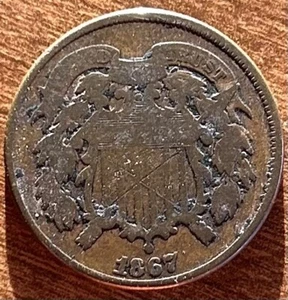 1867 2 cent piece circulated condition - Picture 1 of 4