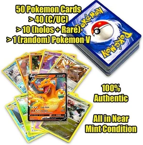 Pokemon - 50 Assorted Card Lot -   1 Random Pokemon V - Commons rares & holos - Picture 1 of 1