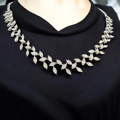 Collar Ilusión Diamantes Naturales Corte Brillante Redondo Oro Blanco 14K 1.50 Cts Foto 1 de 4