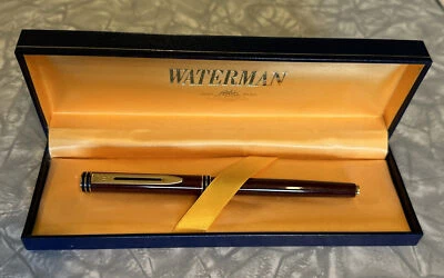 Waterman Ideal 棕色大理石钢笔 18k 750 金笔尖带盒 1990 年代 — 第 1/4 张图片