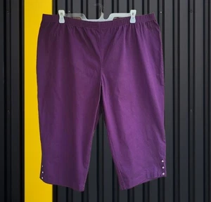 Pantalones capri clásicos JMS Just My Size para mujer cintura elástica púrpura talla 4X - Imagen 1 de 7