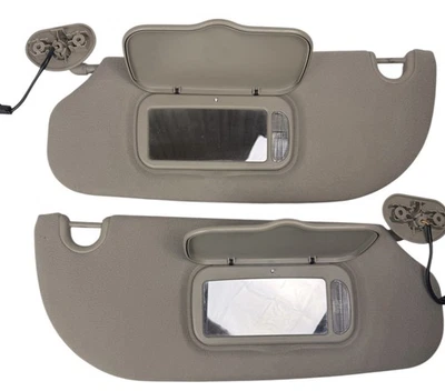 OEM 02–05 Ford Explorer Sun Visors – Beige Cloth Set LH RH w/ Lighted Mirror - Image 1 of 4