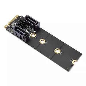 NVME to Dual SATA-2 Side Stand M.2 To SATA 3.0 Hard Disk Adapter Add On Card - Afbeelding 1 van 6