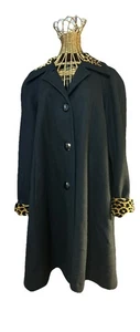 Vintage Damen Mantel Leopardenbesatz 80er Gr. S / M wasserabweisend schmutzabweisend USA - Bild 1 von 10