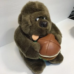 Vintage EMBRACE Gorilla Holding Hamburger Plüsch Affe Affe Stofftier Rarität - Bild 1 von 7