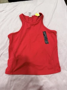 All In Motion Women's XL Red Rib High Neck Racerback Cropped Tank Top Slim Fit - Picture 1 of 7