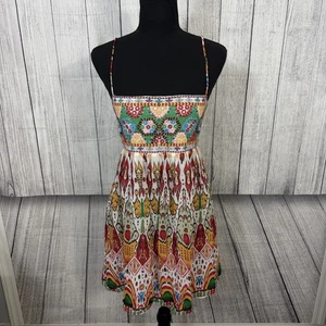 Zara Damen XL Mehrfarbig Bestickt Blumen Boho Mini Neckholder Kleid - Bild 1 von 7