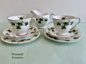 2 COLCLOUGH IVY LEAF TRIOS CUP SAUCER TEAPLATE & MILK JUG - GREAT CONDITION - Picture 1 of 12
