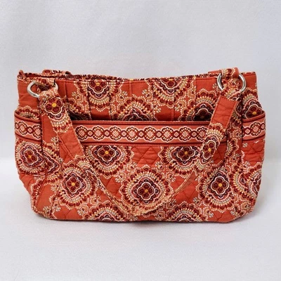 Vera Bradley Pimentón Acolchado Bolso de Hombro Cartera Cartera Estampado Medallón Naranja Foto 1 de 4