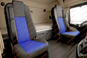 2 x Coprisedile Blu Camion 1+1 Ecopelle Imbottita Lusso per Actros MP4 2015-2021 - Imagen 1 de 6