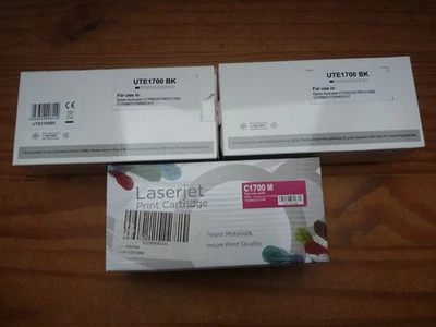 3 x Laserjet Print cartridges, 2 x black, 1 x Magenta. For Epson Aculaser C1700 - Image 1 of 3
