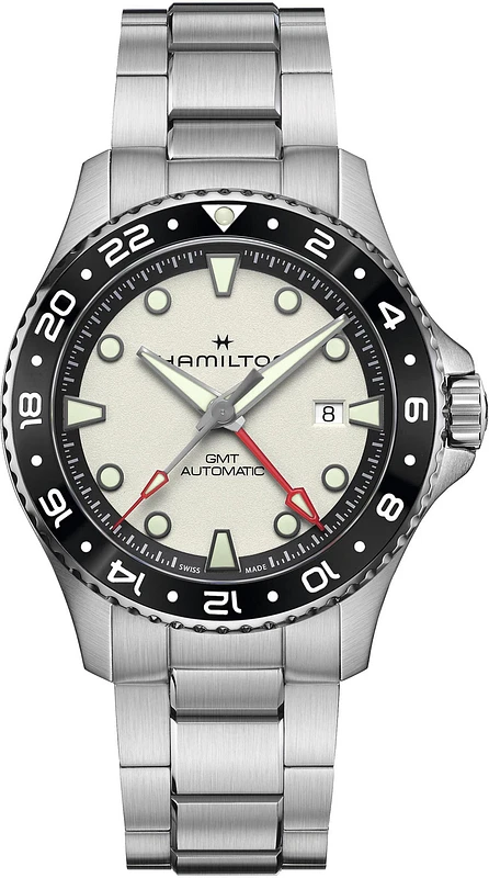 NEW HAMILTON KHAKI NAVY SCUBA AUTOMATIC GMT WHITE DIAL CERAMIC 43MM H82555150 - Image 1 of 1
