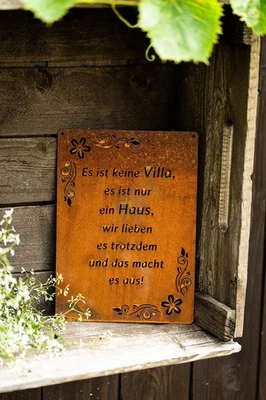 Schild Spruchtafel rostiges Gartenschild Edelrost Rost zum hängen Gartendeko - Bild 1 von 4