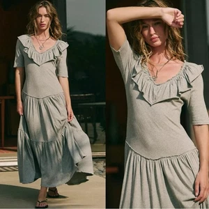 Free People Bohemian Billowy Neutral Minimalist Phaedra Midi Maxi Dress XL NWT - Picture 1 of 14