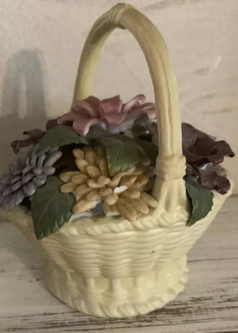 Decorative Porcelain Woven Basket of Flowers Cover